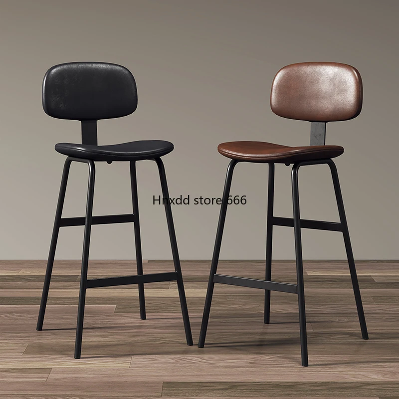 Counter High Lounge Bar Stool Metal Minimalistic Leather Counter Bar Stools Living Room Bistro Barkrukken Salon Furniture