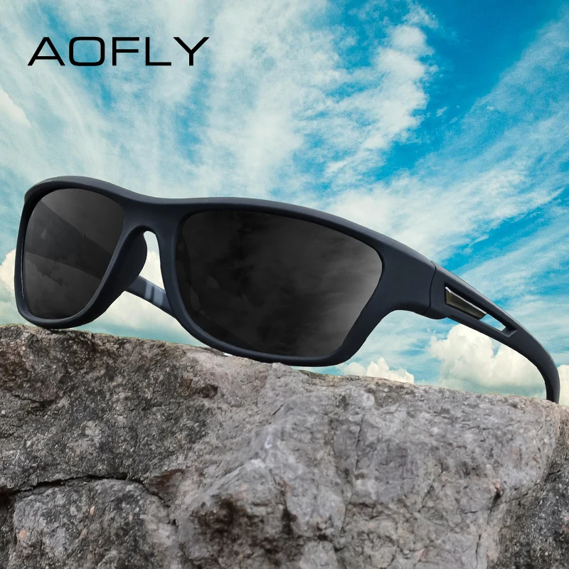 AOFLY Sports Sunglasses for Men Fashion Comfortable Wear Square Sun Glasses Male Light Weight Eyewear Accessory with Origina