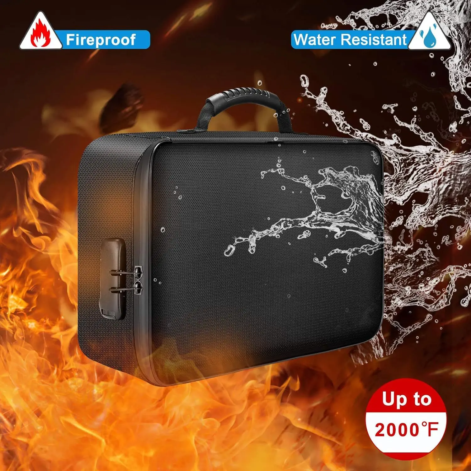 

Fireproof Document Box Fireproof Document Bag with Lock 3-Layer Fire Proof Waterproof Safe Bag for File Passport Certificates XL