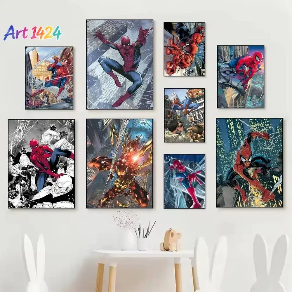 Canvas Painting Canvas Painting Superheroe Painting S-Spider Cartoon M-Man Manga Posters Self Adhesive Waterproof Ideal For L
