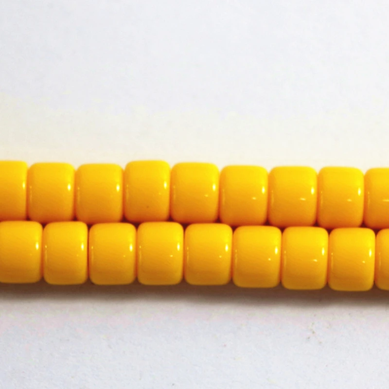 Vintage style loose beads yellow soil resin beeswax 5*8mm 7*10mm 12*9mm drum tube cylinder women jewelry making 15inch B63