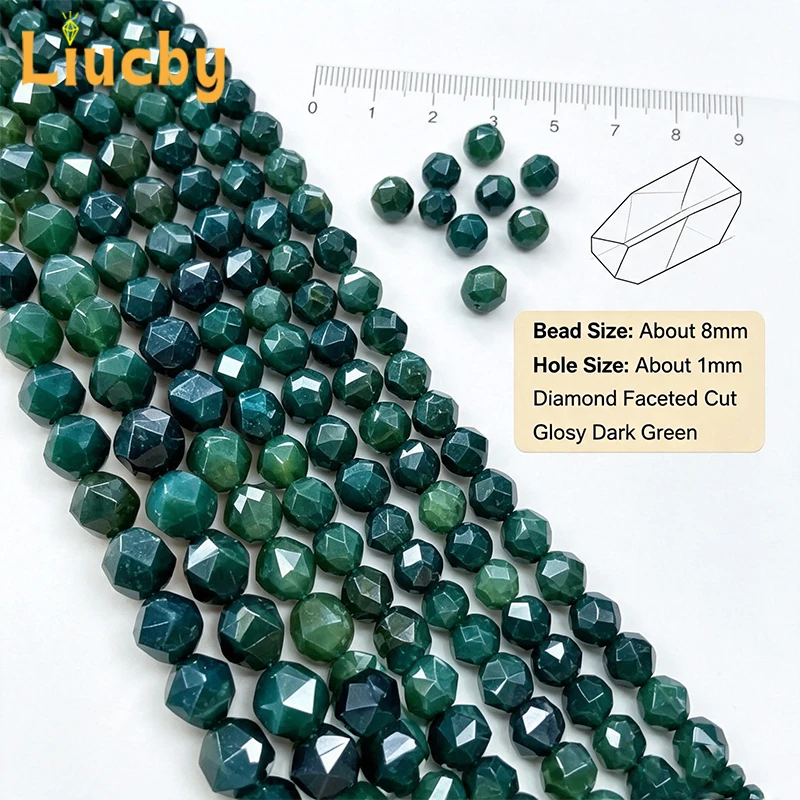 Natürliche Moosachat-Perlen, facettiert, mehrfach geschliffene Diamantform-Perlen für DIY-Armband-, Halsketten- und Schmuckherstellungszubehör 6/8/10mm – Detail 6