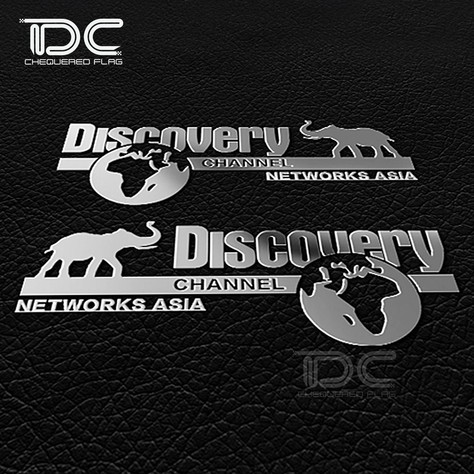 1/10 2PCS Metal Stickers Discovery Decals 60mm x 25mm RC Crawler Car Drift Truck for 4x4 Accessories