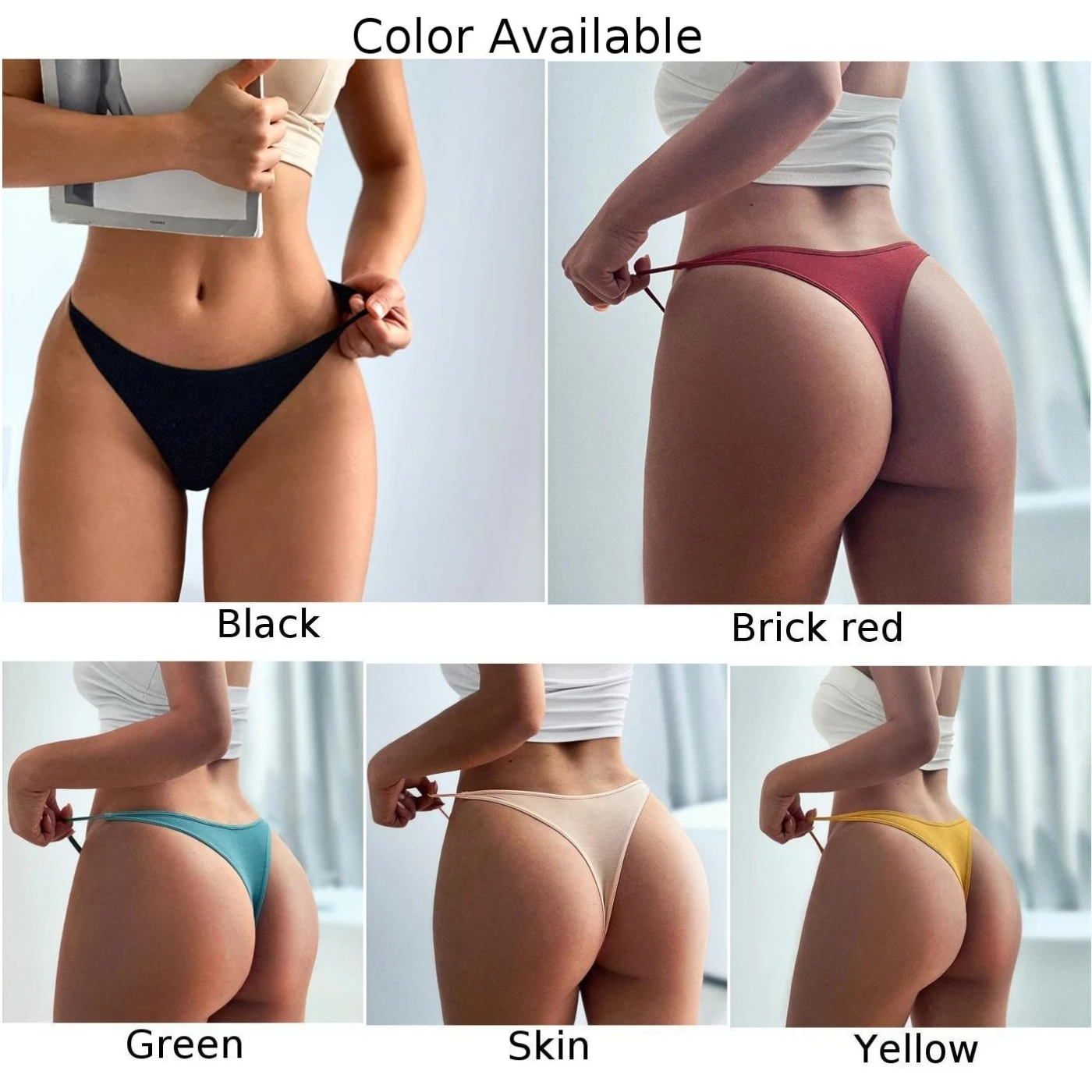 กางเกงในสตรี G-String Thongs ความยืดหยุ่นยืดเล็กน้อยเหมาะสําหรับ All Seasons ยี่ห้อใหม่เสื้อผ้าความยาวปกติ