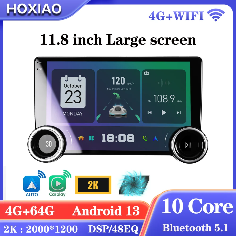 Android 13 Car Radio 10 core Navigation Multimedia wireless Carplay GPS WiFi Head Unit Autoradio Car Stereo Built in fan