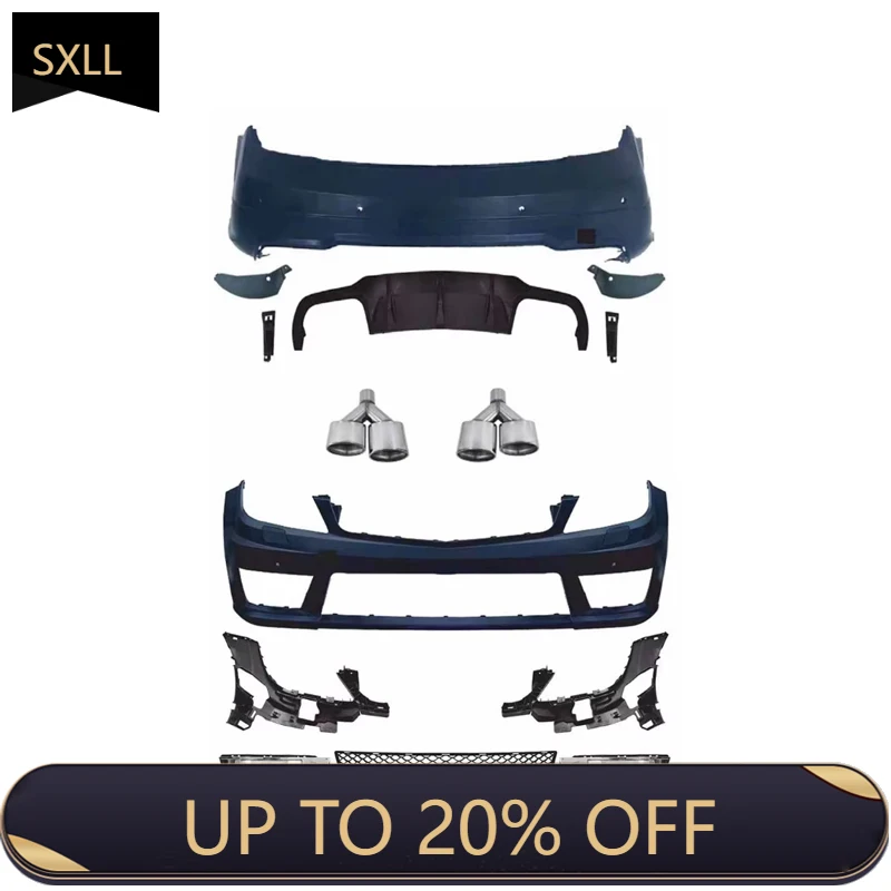 

2011-2014 W204 high-quality front and rear bumper side skirt for Mercedes-C Class (W204) retrofitted to C63 full body kit