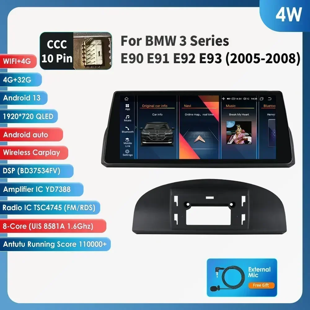 2din Android Auto Radio Multimedia Video Speler Voor Bmw 5Series E60 E61 E63 E64 3Series E90 E91 E92 E93 Stereo Gps Carplay 4G Rds