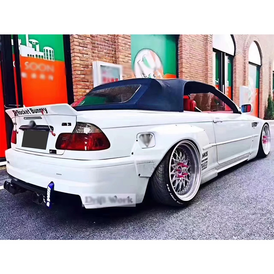 For BMW E46 Sedan 4 Door 2Door  FRP Front Bumper Splitter Lip Side Fender Cover Rear Spoiler Wide Body Kit Car Accessories