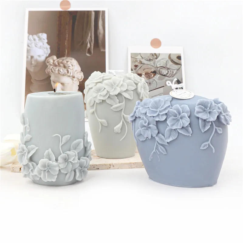 חדש נורדי קש פרחי סיליקון נר עובש גבס טופס גילוף אמנות ארומתרפיה טיח עיצוב הבית עובש חתונה מתנה