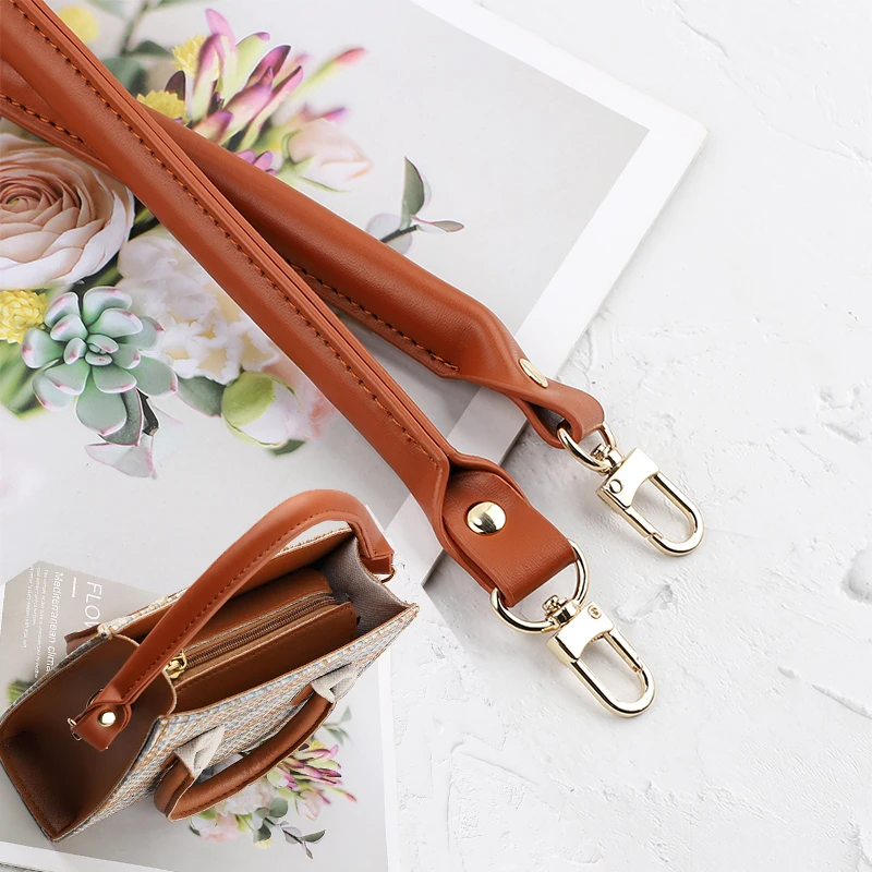 100-130cm Vintage Bag Strap for Handbag 40cm Brown Strap PU Leather DIY Purse Replacement Handles Accessories for Bucket Bag