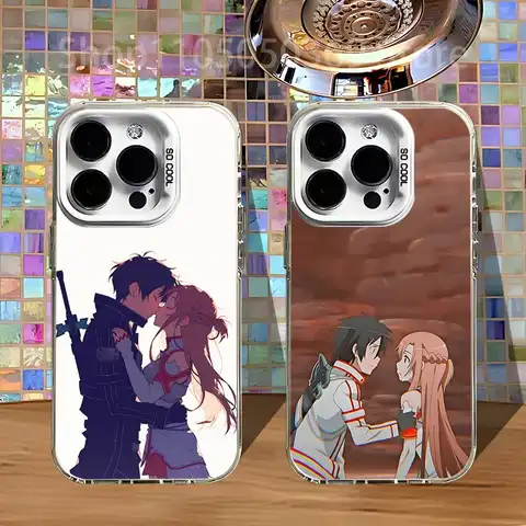 Custodia per telefono S-Sword Art O-Online per iPhone 16,15,14,13,12,11,Pro,XS,Max,Plus,Mini,SE4,E Cover antiurto opaca bianca