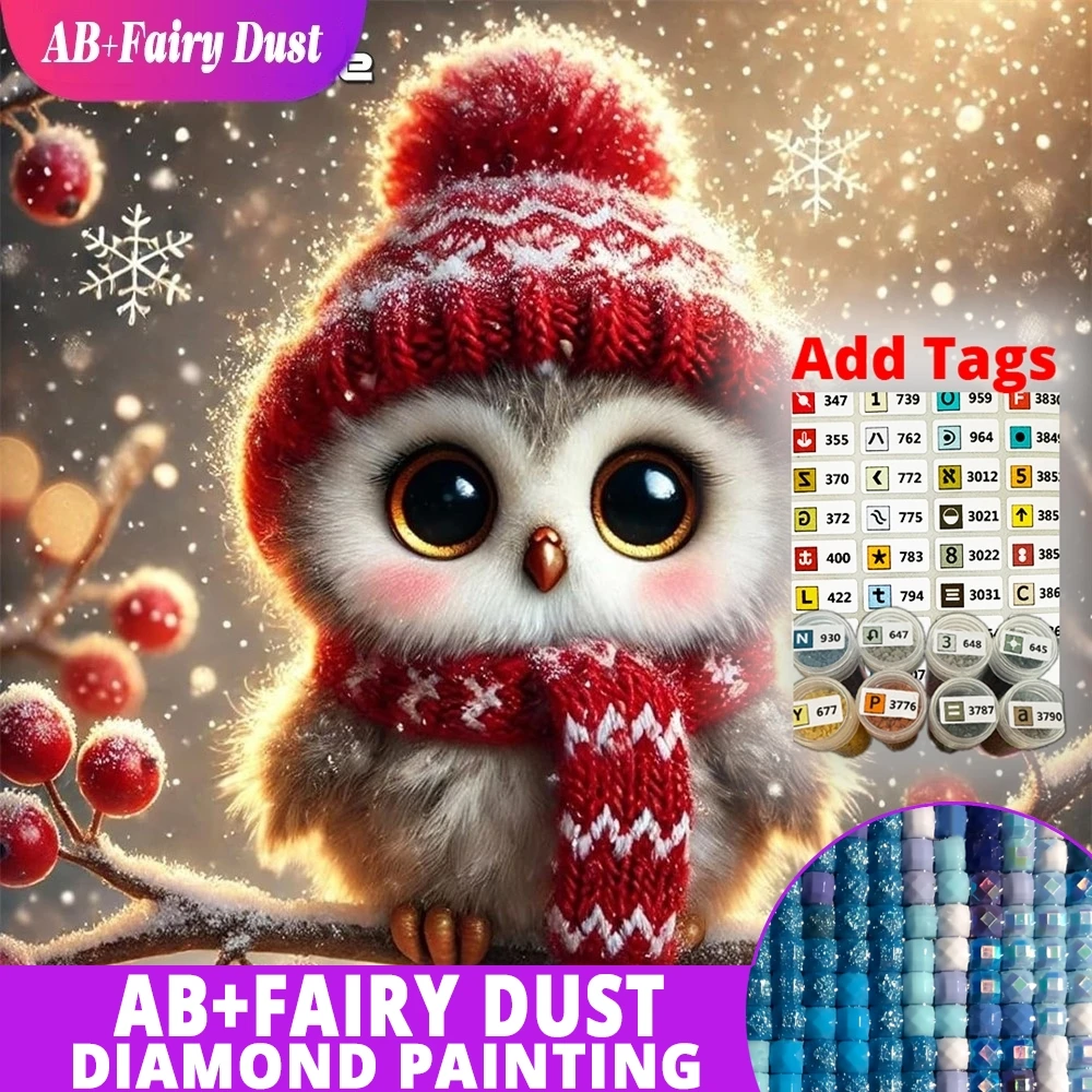 AB Fee Staub Neue Ankunft Diamant Stickerei Eule Tier DIY Malerei Vogel Bild Strass Mosaik Winter Kind Geschenk