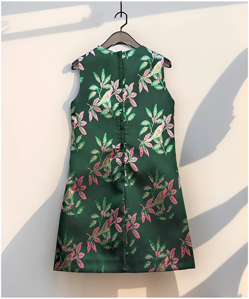 High-end Elegant Socialite Heavy Industry Bead Embroidered Dress Round Neck Sleeveless High Waist A-line Short Party Dress Women