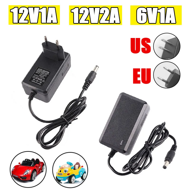 For Children's Car Lithium Ion Battery 12V2A Battery Charger AC/DC 6V1A Lead-acid Battery Charger 2A Power Adapter US/EU Plug