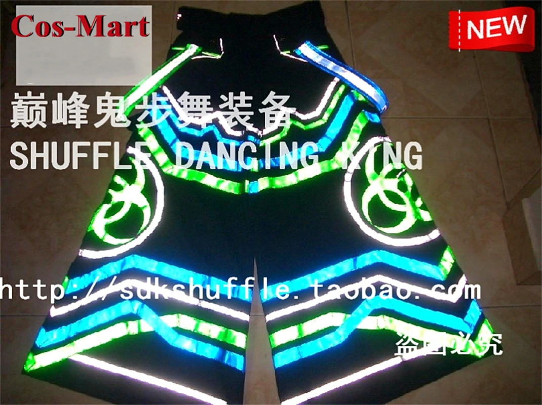 Cos-Mart Fluorescent Pants Ghost Dance Reflective Pants Street Hip-hop Pants Night Cosplay Costume Activity Party