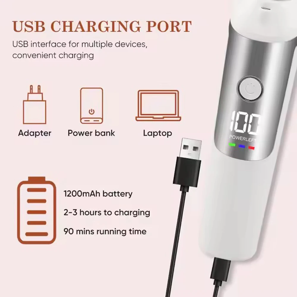 مزيل مسامير القدم الكهربائية المحمولة السلس ملف القدم الكهربائية لإزالة الجلد الميت الجاف المتشقق القابلة لإعادة الشحن مجموعة العناية بالقدم #3