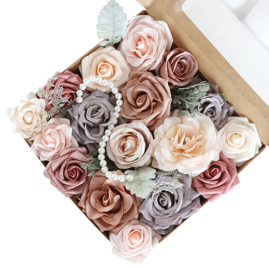 

YeeNanee Artificial Flowers Dusty Rose Combo Box Set for DIY Wedding Bouquets Bridal Shower Party Table Centerpieces Decoration