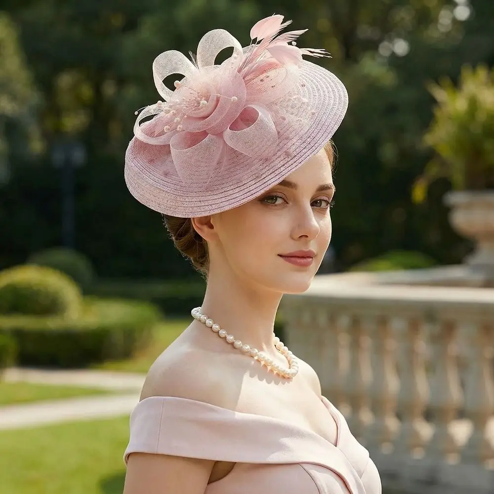 

Fashion Exquisite Mesh Feather Headband Elegant Formal Hat Vintage Fascinator Hat Sweet 1920s Hair Accessories Lady