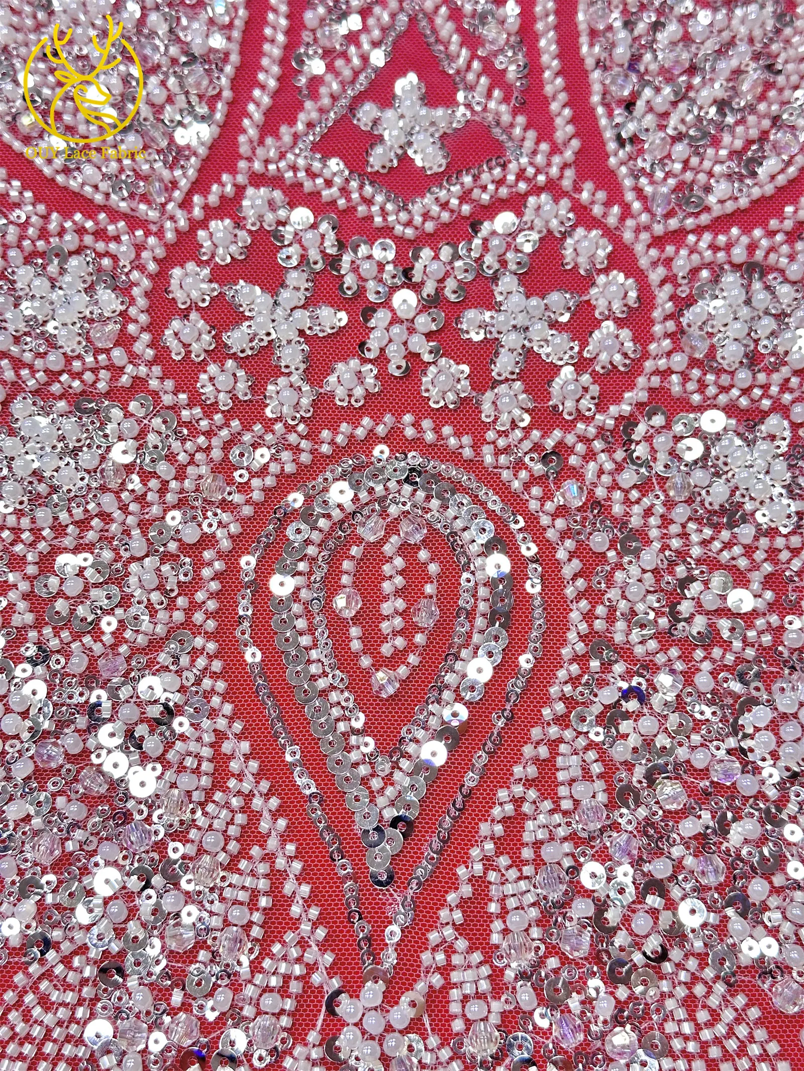 Neues Design Afrikanischer Bräutigam Stickerei-Perlen-Spitzenstoff Hochwertiger Französischer Pailletten-Netzstoff Nigerianisches Damen-Abendkleid – Detail 9