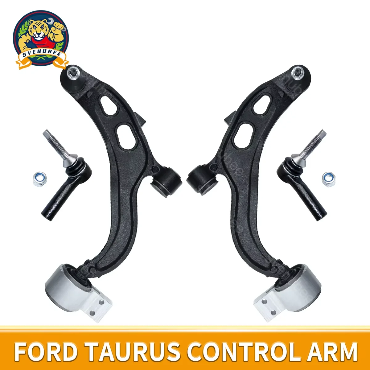 Svenubee Front 4Pcs Suspension Lower Control Arm Outer Tie Rod End Kits for Ford Taurus Flex Lincoln MKT MKS 2009 2010 2011 2012