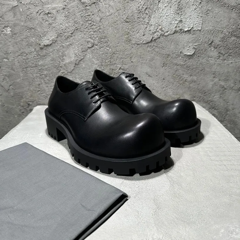 2024 Spring New Classic Leather Shoes For Men's Solid Black Hombre Daily Street Business Casual Dress Height Increasing Shoes