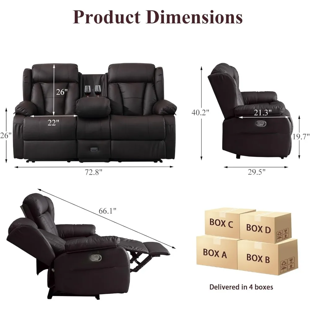 أريكة كرسي Loveseat، أريكة كرسي RV، مقعد Loveseat مستلق يدوي مع وحدة تحكم لغرفة المعيشة، جلوس المسرح المنزلي