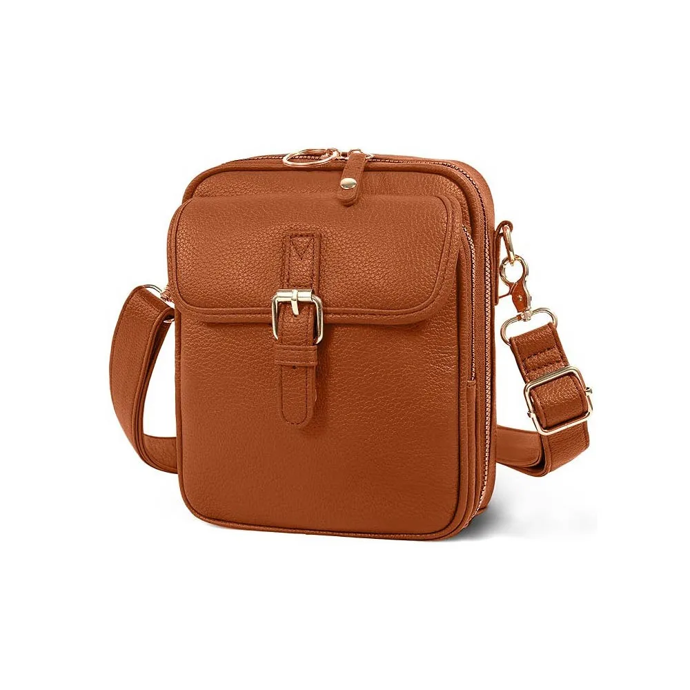 

Leather Women Messenger Bag Large Capacity with Adjustable Removable Strap PU Shoulder Bag Vintage Anti-theft Phone Handbag