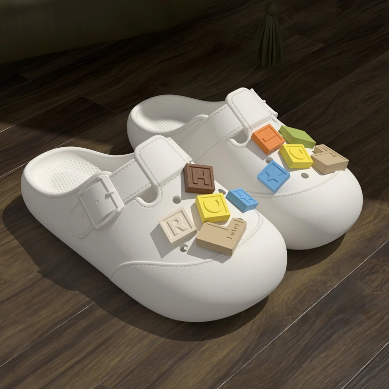 

Clogs Platform Slippers Girl Colorful Letter Blocks Designer Women's Sandals Summer New Indoor Outdoor Shoes Beach Non-Slip Soft