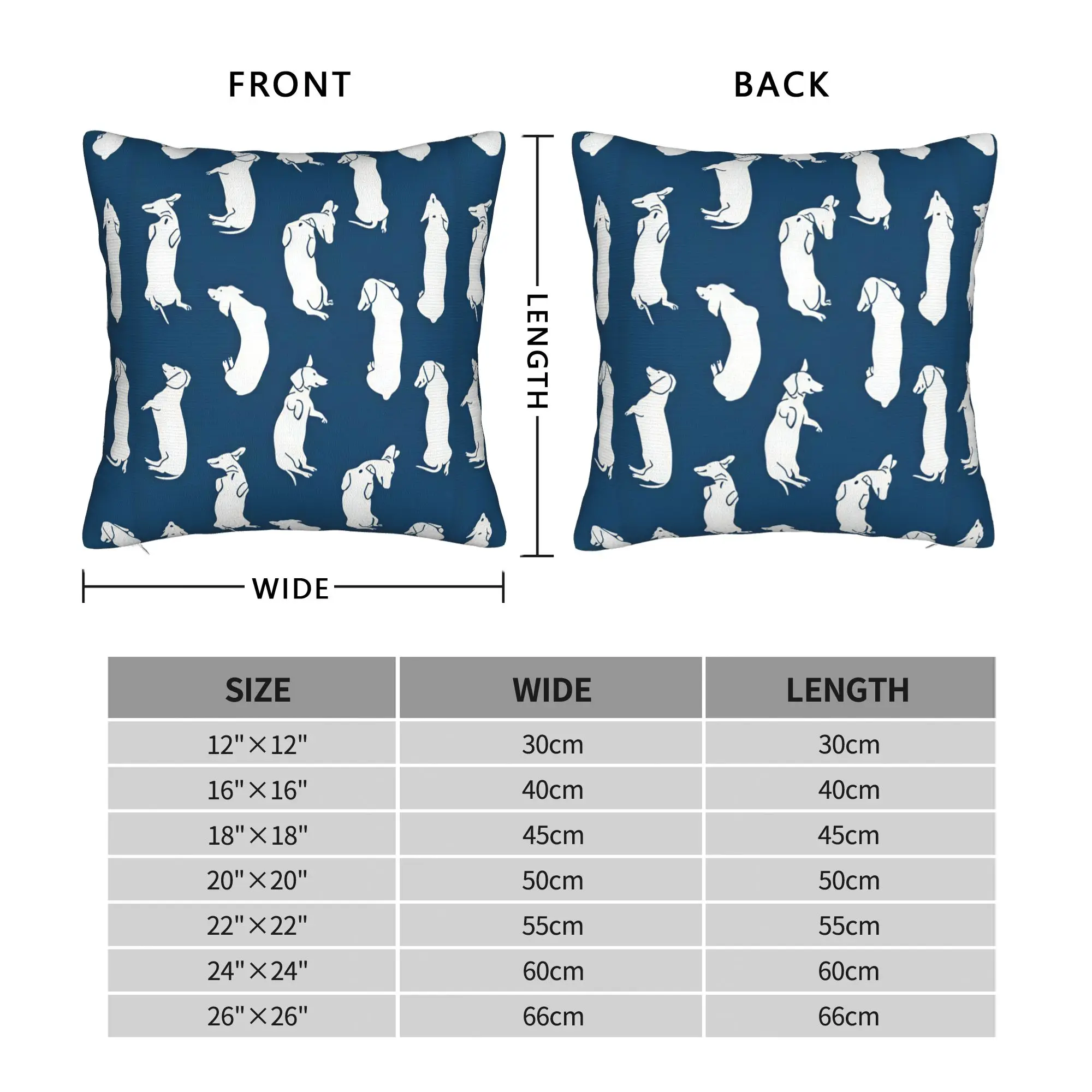 Navy Blue Dachshund Silhouette Pattern Pillow Cover  Comfy Cushion Cover Cute Funny Pillow Case For Sofa Home Decoration