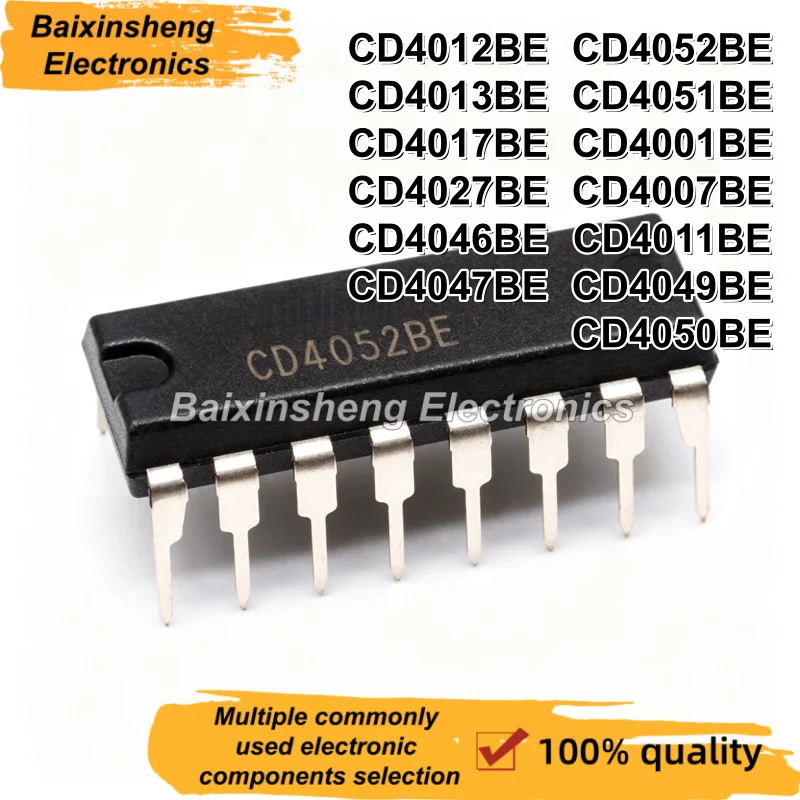 10PCS CD4052BE CD4051 CD4001 CD4007 CD4011 CD4049 CD4050 CD4012 CD4013BE CD4017BE CD4027 CD4046BE CD4047BE DIP16 DIP14 IC Chip