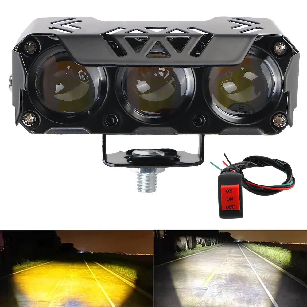 オートバイのフォグランプ,LEDレンズ,ハイビーム,ロービーム,作業用フラッド,スクーター,車の照明インジケーター,8-85v