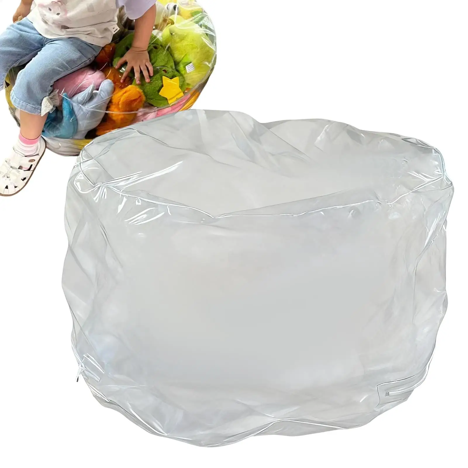 Clear Animal Storage Chair Plush Bean Bag Seat Waterproof Cover Organizer Bag for Kids Playroom Bedroom Playroom Nursery