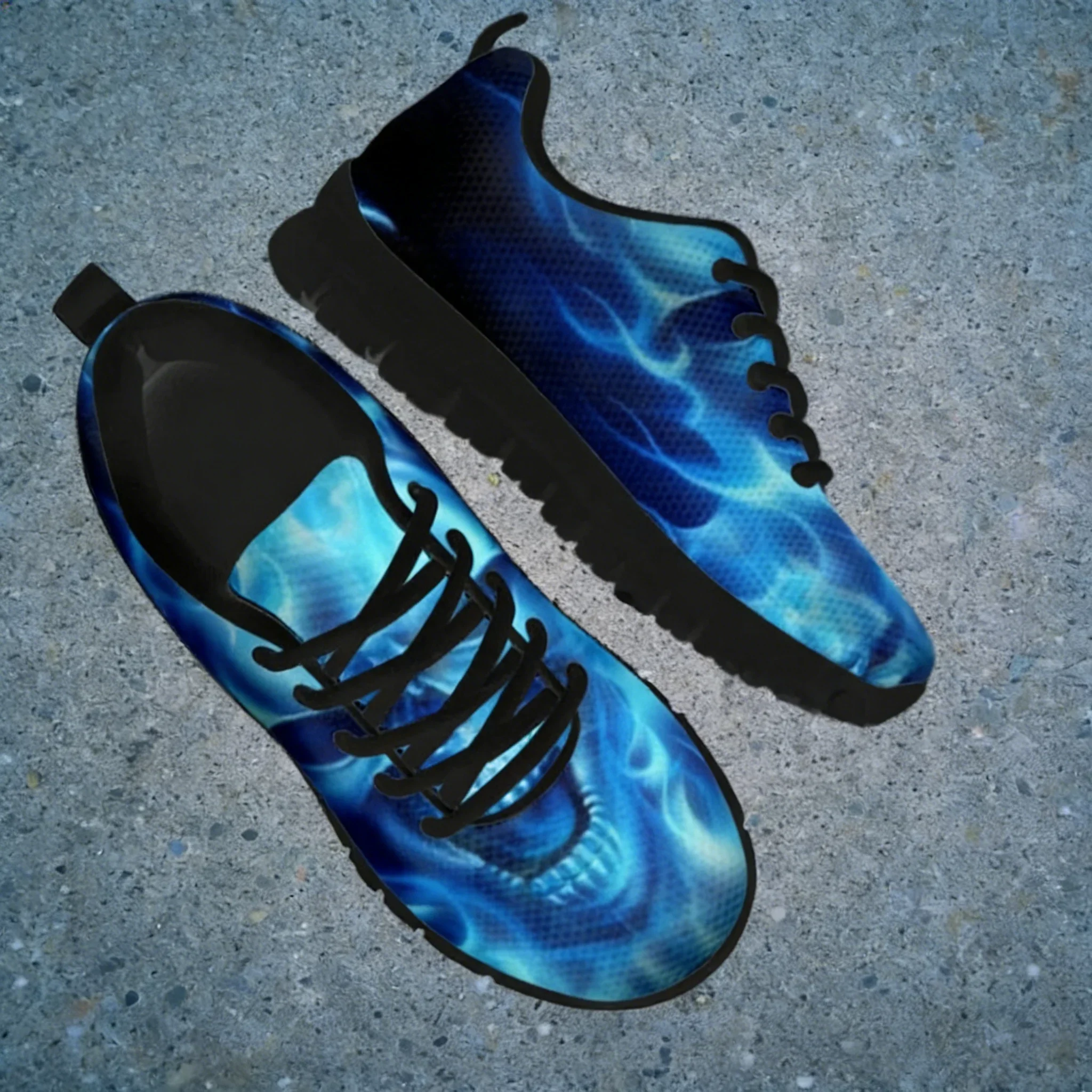 Terrore Scheletro Teschio Donna Zapatos Casuales Azul Fuego Diseño Estampado Calzado Deportivo Sneaker Da D