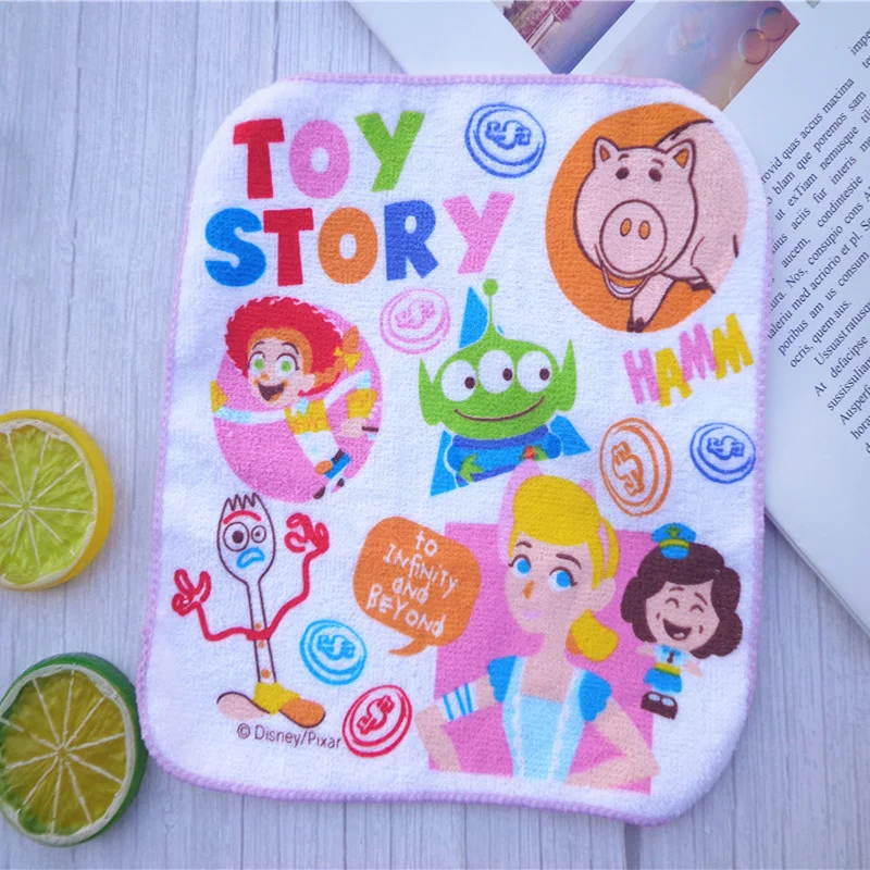 Disney Cartoon Absorbent Cotton Hand Towel Small Square Towel Toy Story Buzz Lightyear Three-eyed Child Handkerchief 20x20cm