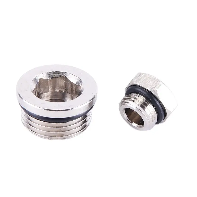 Male/Female Thread Internal Hex Head External Hexagon Pipe Connectors End Cap Plug Fitting Adapter With Sealing Pneumatic G1/4/8