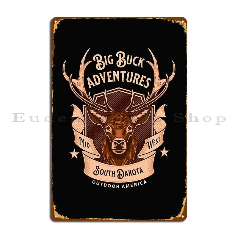 Vintage Deer Hunting South Dakota Metal Sign Garage Customize Custom Printed Create Tin Sign Poster