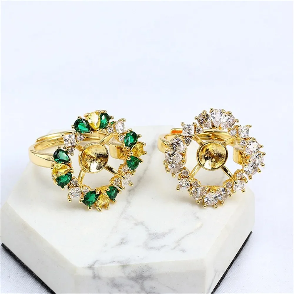 18K Gold Plated Pearl Set Base, DIY Jewelry Making Supplies, Blank Pendant Ring Ear Stud Bases for Handmade Accessories No Pearl