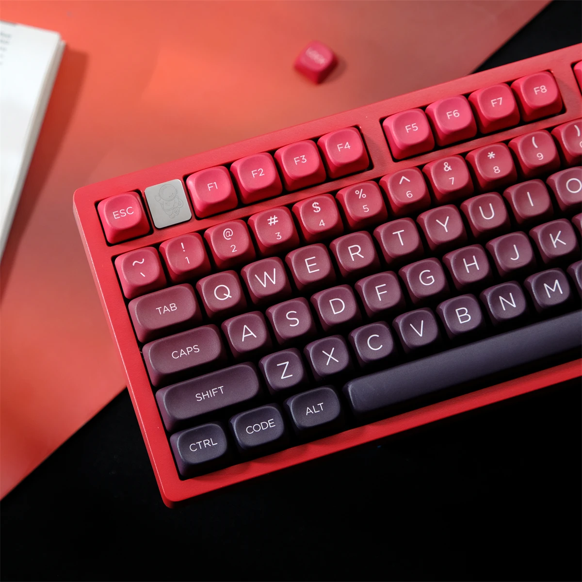 kbcaps gradiente vermelho keycaps 126 teclas sorte keycaps pbt sublimacao de tinta moa perfil keycaps para interruptores mx teclado mecanico 01