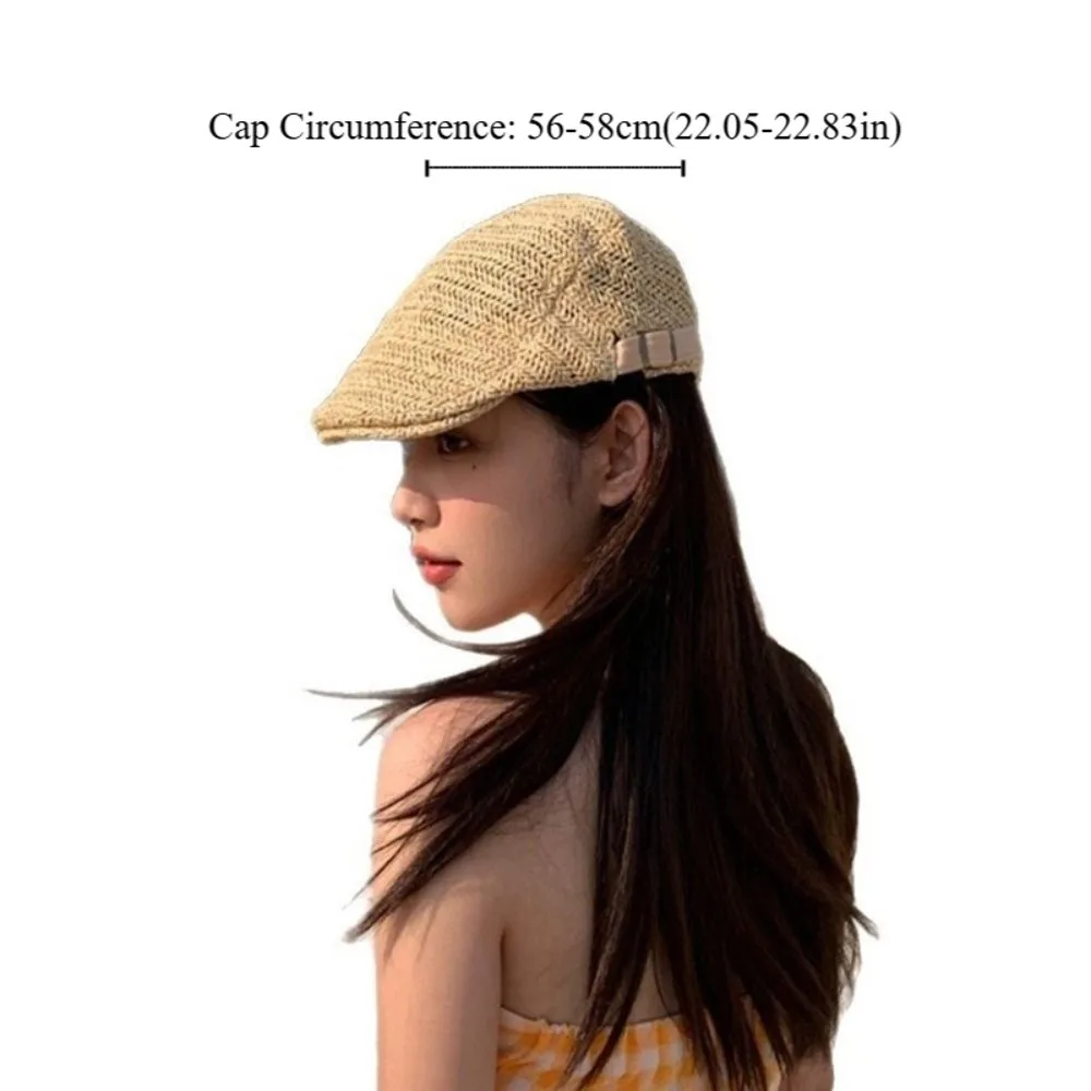 Japanse stijl holle stro baret vakantie strand stro krantenjongenspet plat aanpassen schilder baret lente zomer