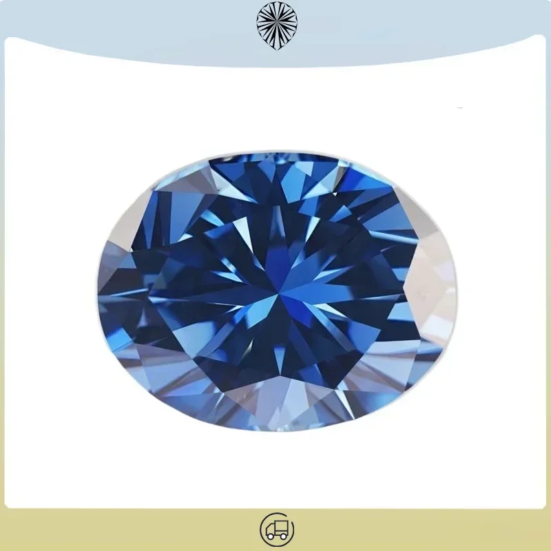 

Moissanite Stone Sapphire Blue Colour Oval Cut Lab Created Synthetic Gemstone Passed Diamond Tester Comes with GRA Certificate