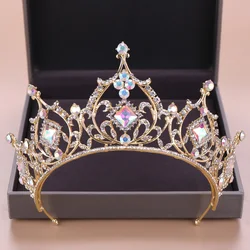 Fashion Wedding Hair Accessories Bridal Headdress Baroque Colored Rhinestone Crystal Crown Party Prom Queen Jewelry Crown Gift
