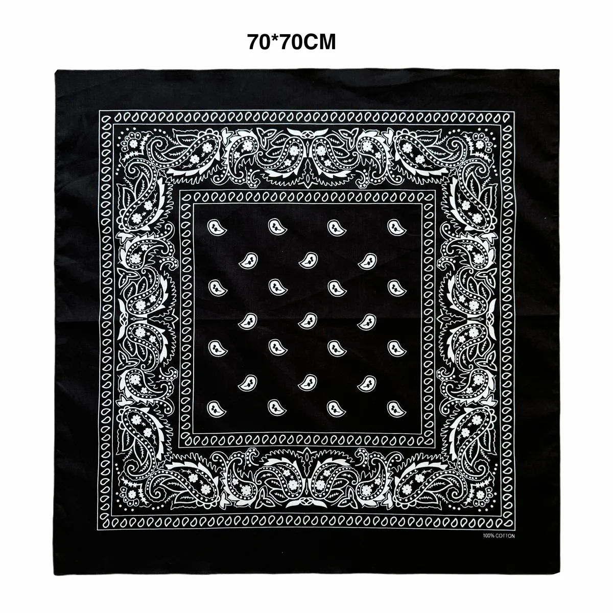 Haute qualité 70CM surdimensionné Hip Hop cajou coton carré Bandana écharpe bandeau noir Paisley cadeaux pour hommes/garçons/filles
