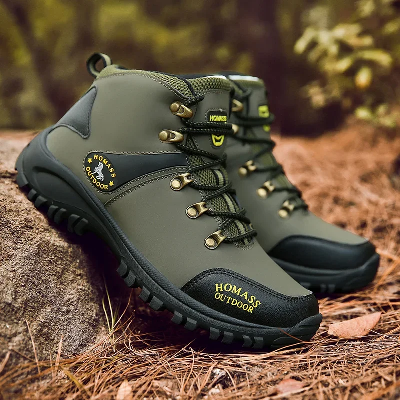 Męskie buty outdoorowe dla mężczyzn Buty turystyczne Buty outdoorowe Mężczyźni Wysokie buty trekkingowe Botas Skórzane kowbojskie Ciepłe wodoodporne