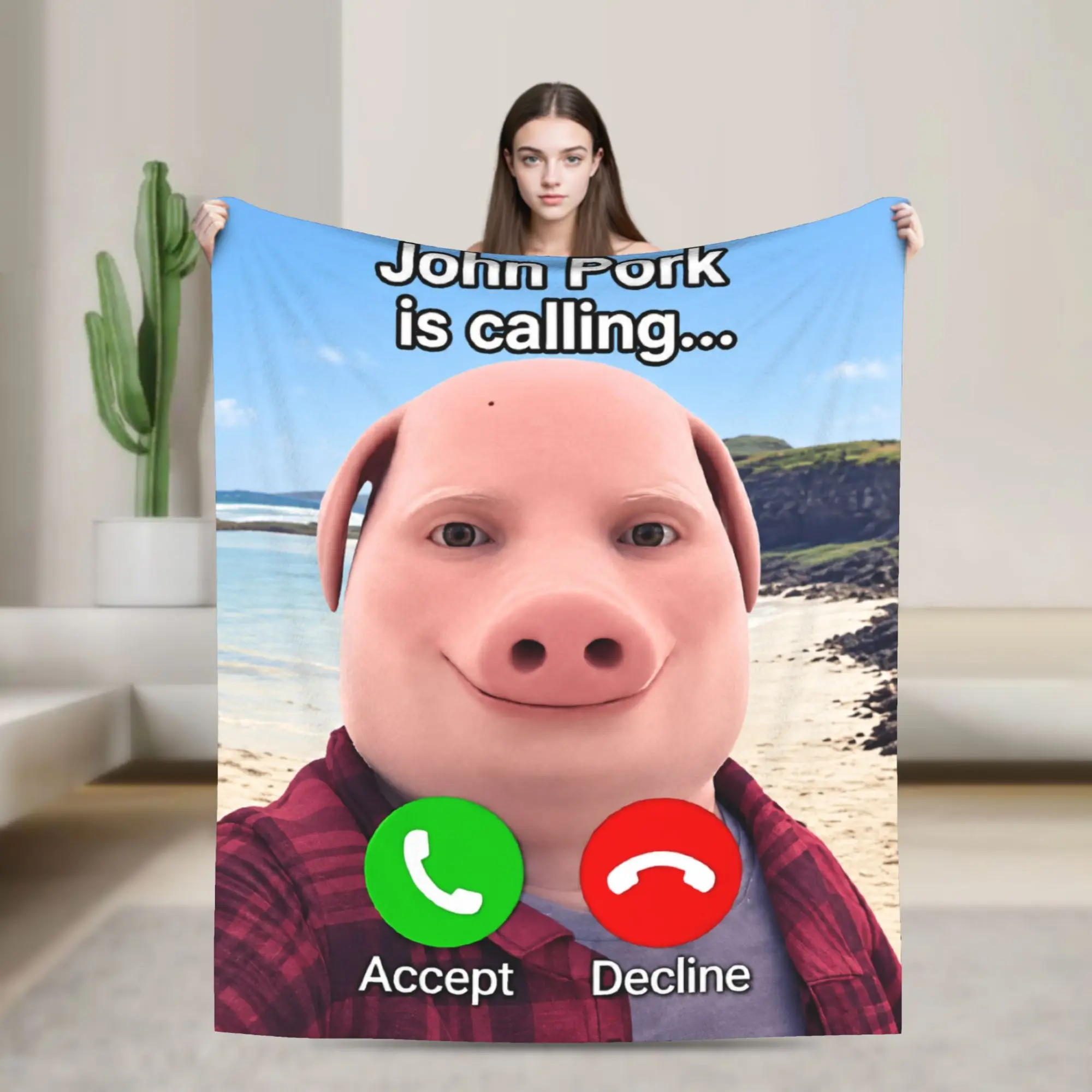 John Pork is Calling Blanket  Warm Comfortable Plush Bedding Throws For Outdoor Picnic Flannel Bedspread Bed Cover