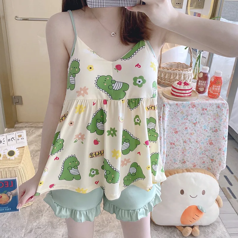 

Girl Indoor Set Pajamas Set Cartoon Nightwear Cute Sleepwear Summer Women Pijama Short Women Pyjamas Suit Female Clothing