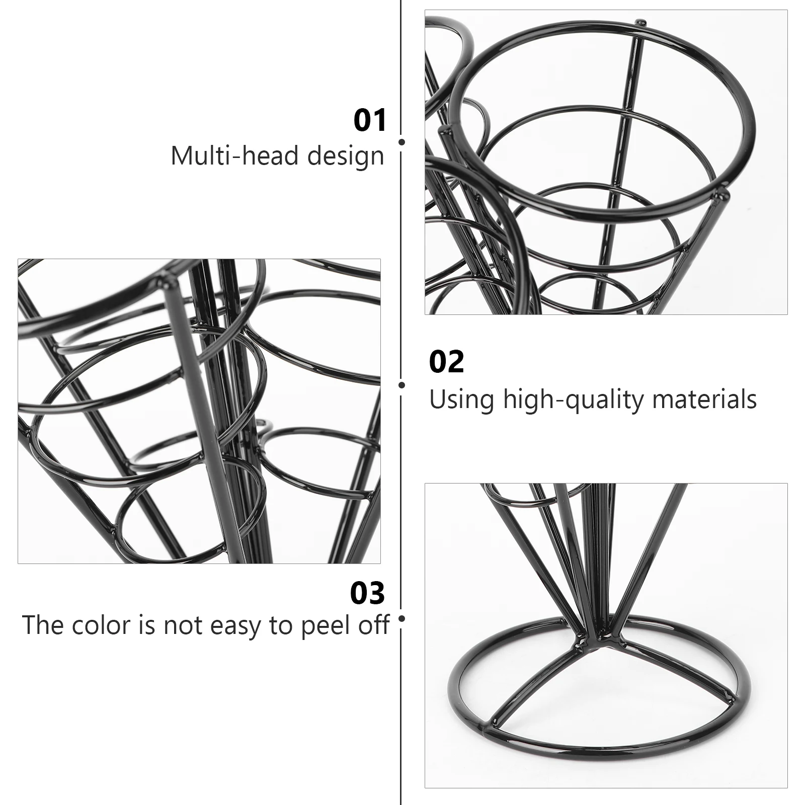 

Black Fries Stand Stable Base French Holder Fry Cone Food Cones Stainless Steel Fine Material