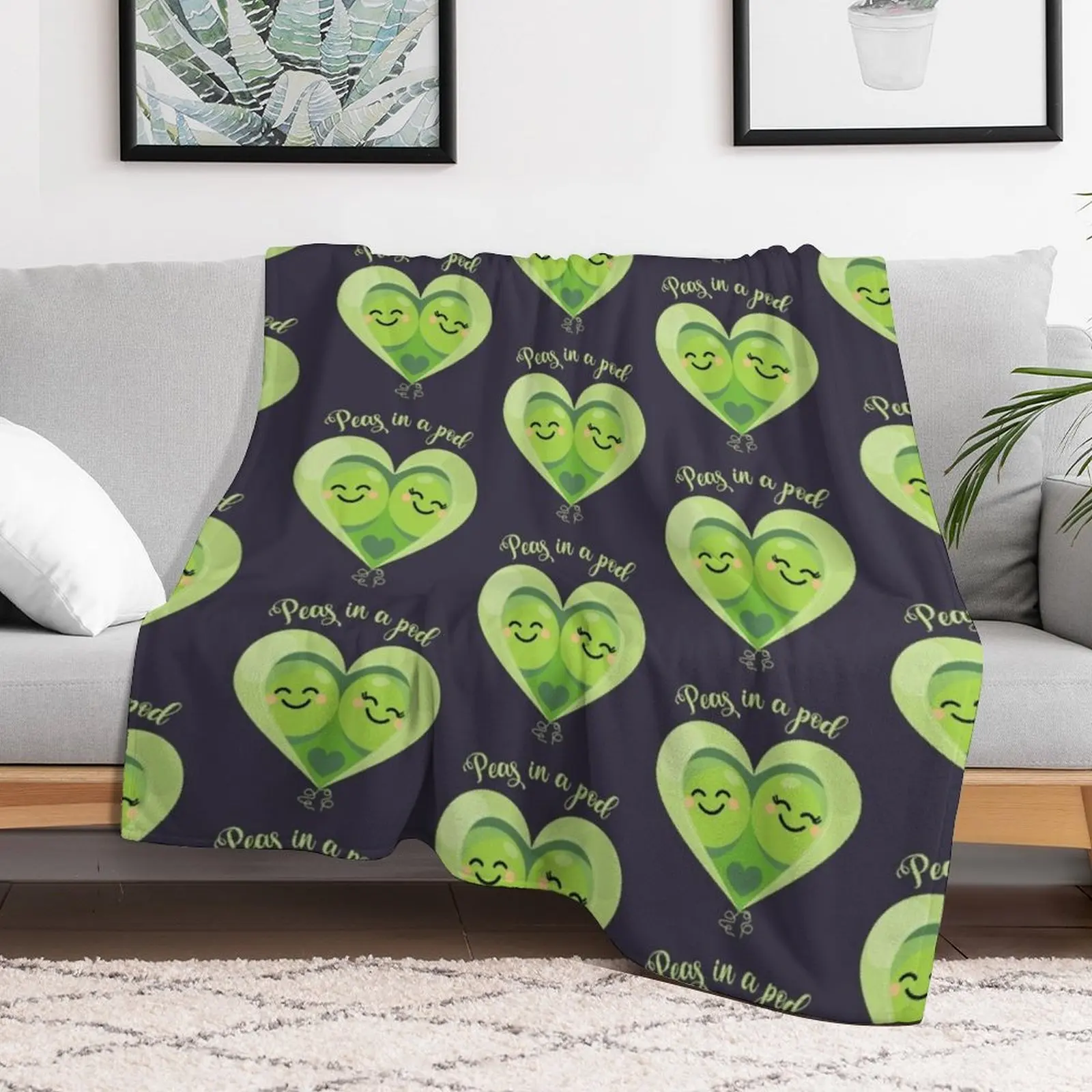 Peas in a Pod (Heart) Navy Throw Blanket Luxury Brand Luxury St Blankets For Baby Beautifuls Blankets