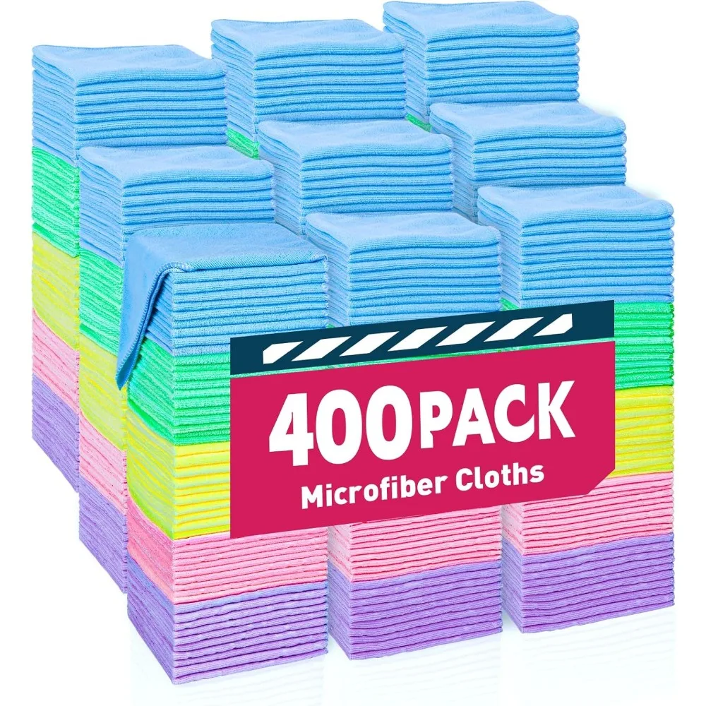 

Bulk 400 Pack Microfiber Cleaning Cloths for Cars 5 Colors 12x12