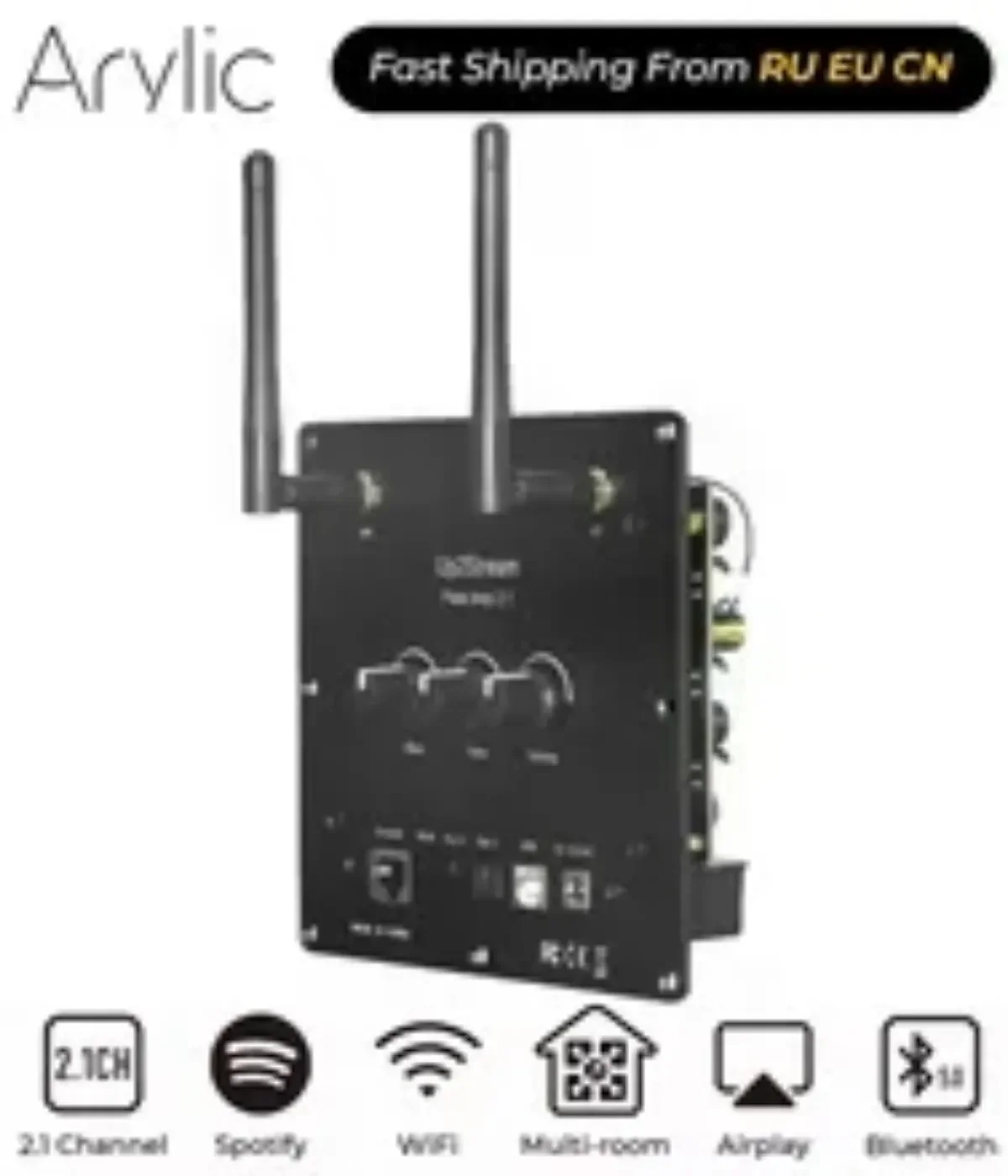 Up2stream Amp 2.1 Bluetooth 5.0 2.1 Channel Power Audio Stereo Subwoofer Amplifier Board 50Wx2+100W Treble Bass Note Tuning AMP