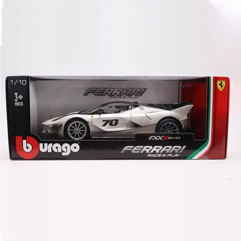 Bburago-Modelo de carro de liga Die-Cast Ferrari FXX K EVO, Brinquedos Colecionáveis, Decoração de Carro Miniatura, 1:18, Original